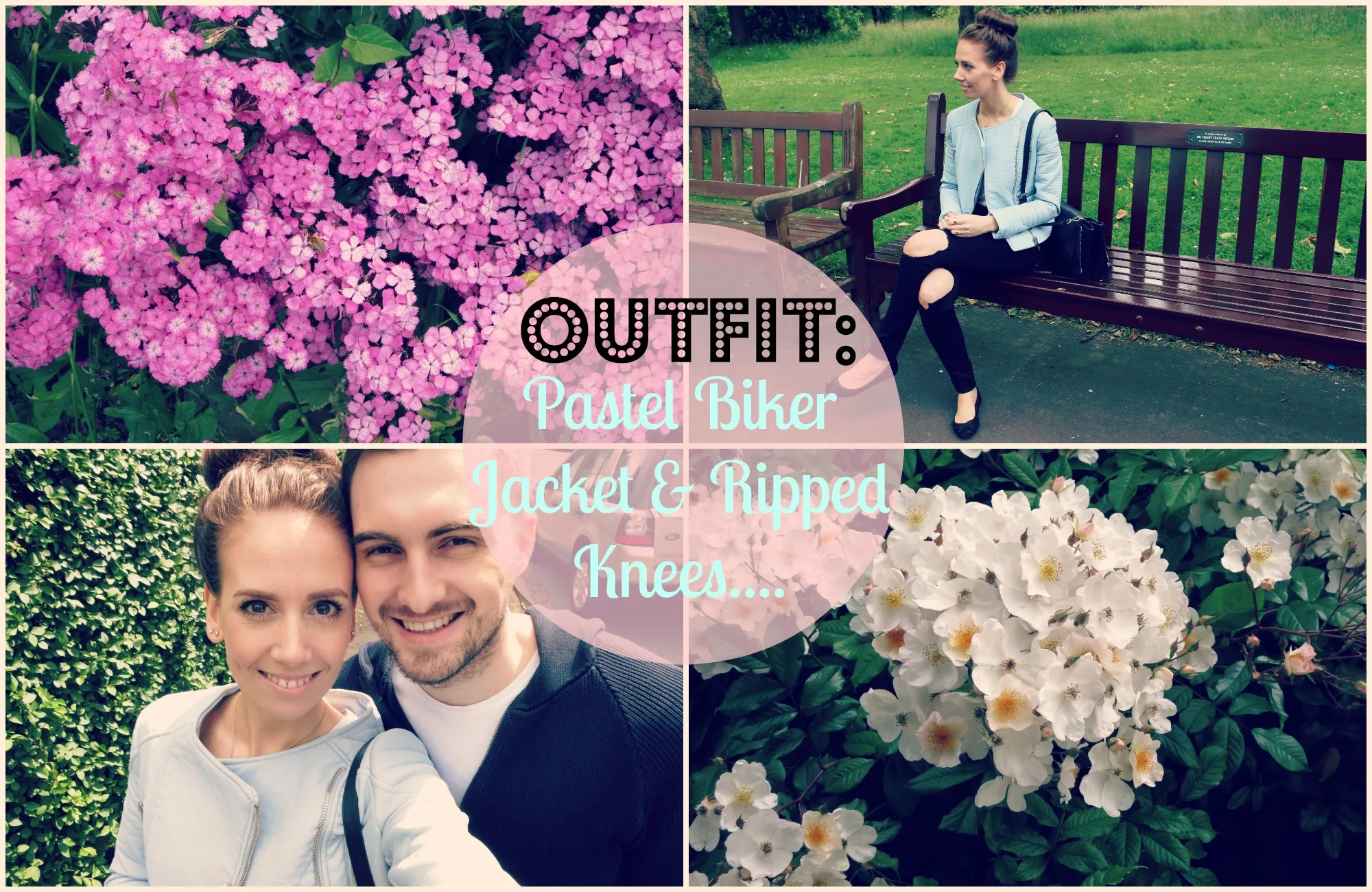 Outfit - Zara blue leather biker jacket