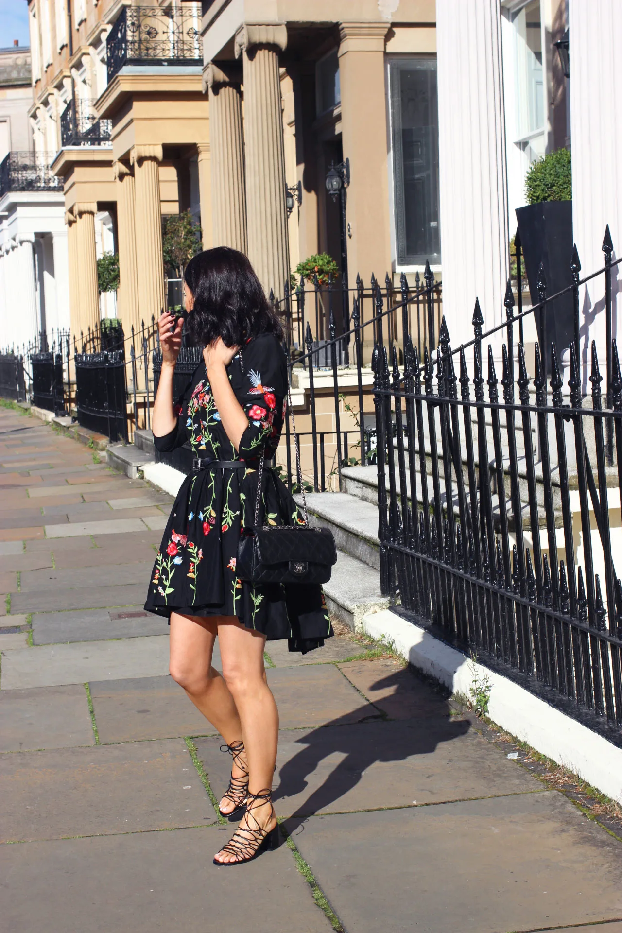 zara embroidered flower dress ZARA. Long blue dress with floral embroidery Ts – Hibuy market main image 1